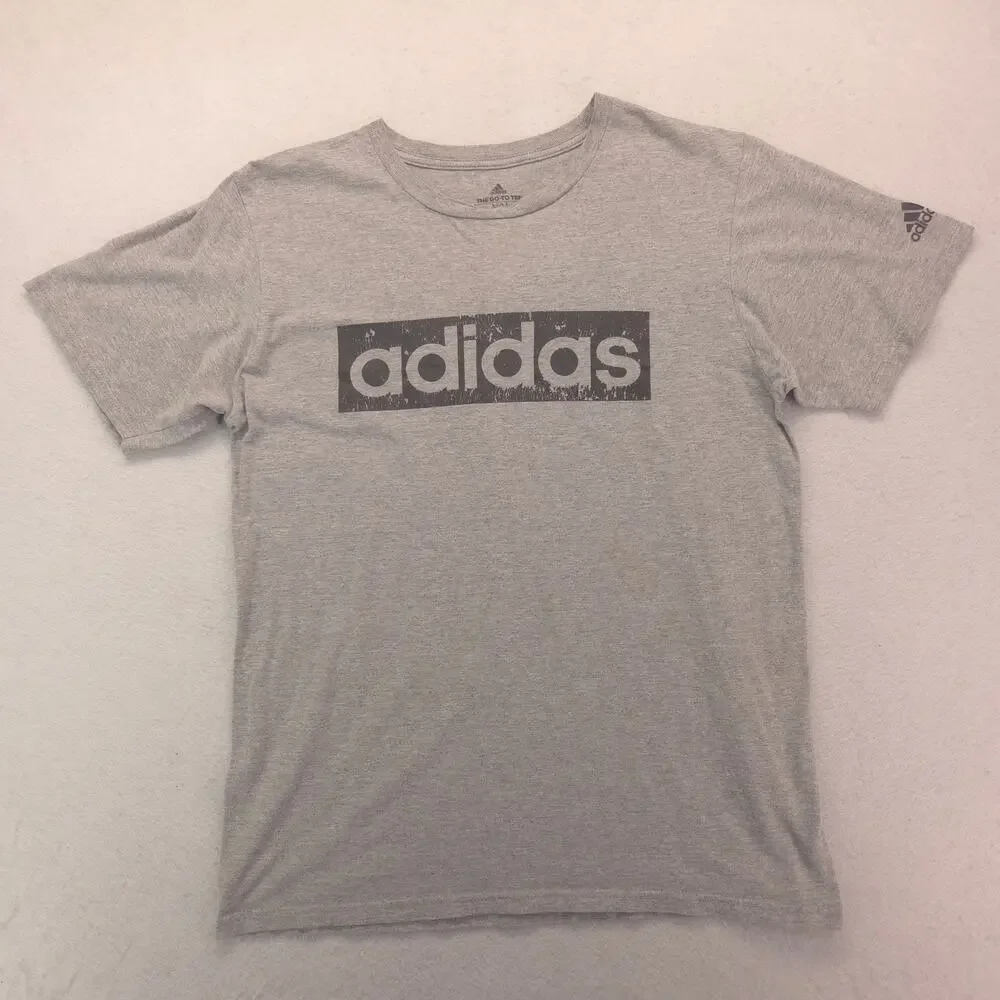 Adidas Crew Neck Short Sleeve Graphic T Shirt Mens Size Medium M Gray 16498